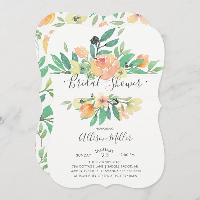 Floral Bridal Shower Invitation (Front/Back)