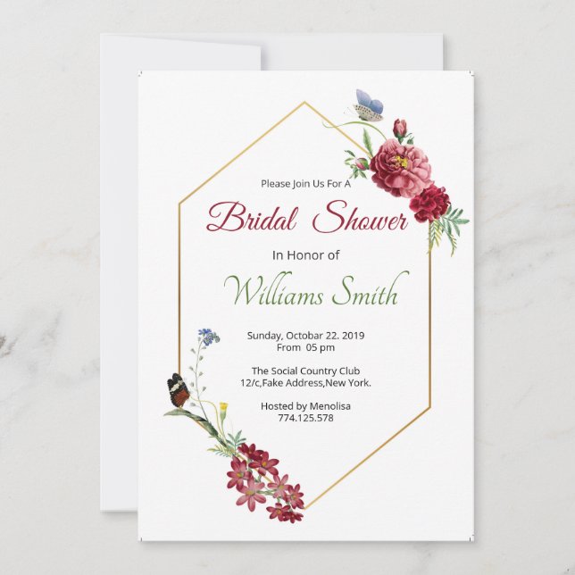 Floral Bridal Shower Invitation Card (Front)