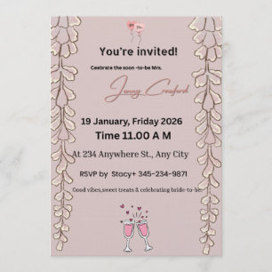 Floral Bridal Shower Invitation Custom Name & De