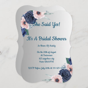 Floral bridal shower invitation,modern,boho. invitation
