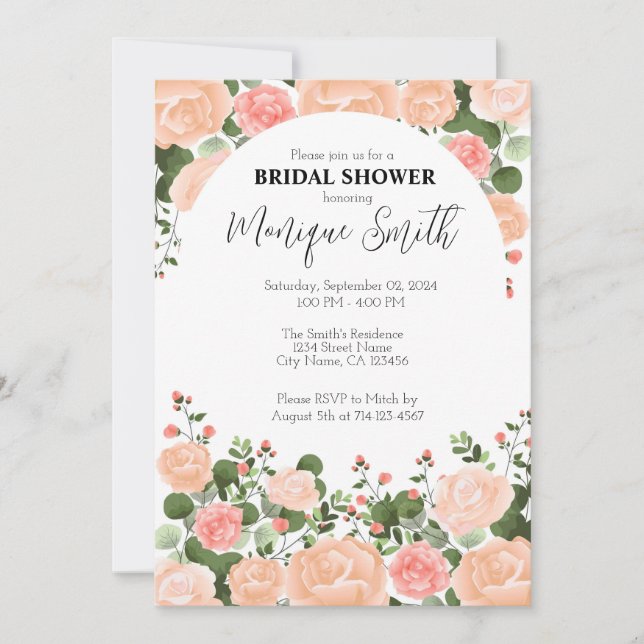 Floral Bridal Shower Invitation Template (Front)
