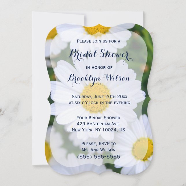 Floral Bridal Shower Invitations Daisy Bracket (Front)