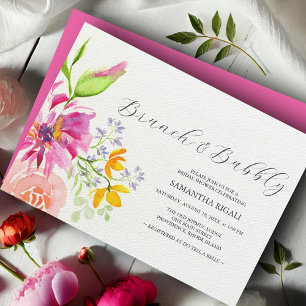Floral Bridal Shower Invitations Vibrant Pink