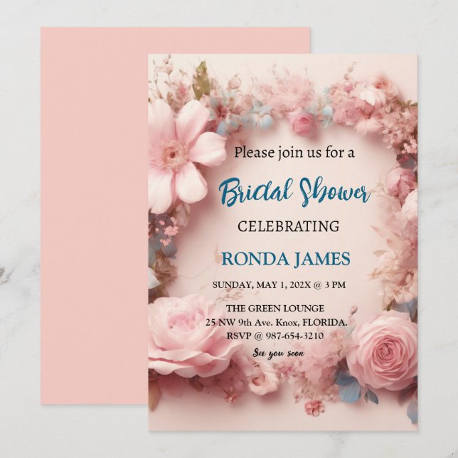 Floral bridal shower invite (Front/Back)