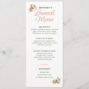 Floral Bridal Shower Menu