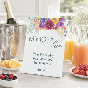 Floral Bridal Shower Mimosa Bar Pedestal Sign
