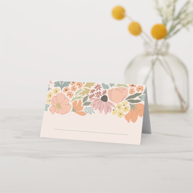 Floral Bridal Shower or Wedding Place Card (Front)