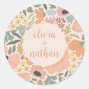 Floral Bridal Shower Personalised Classic Round Sticker