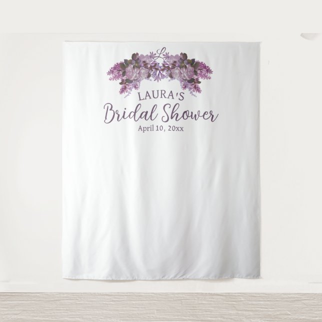 Floral Bridal Shower Photo Booth Backdrop Tapestry (Front)