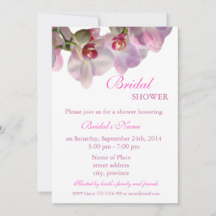 Floral bridal shower, pink orchid flowers invitation