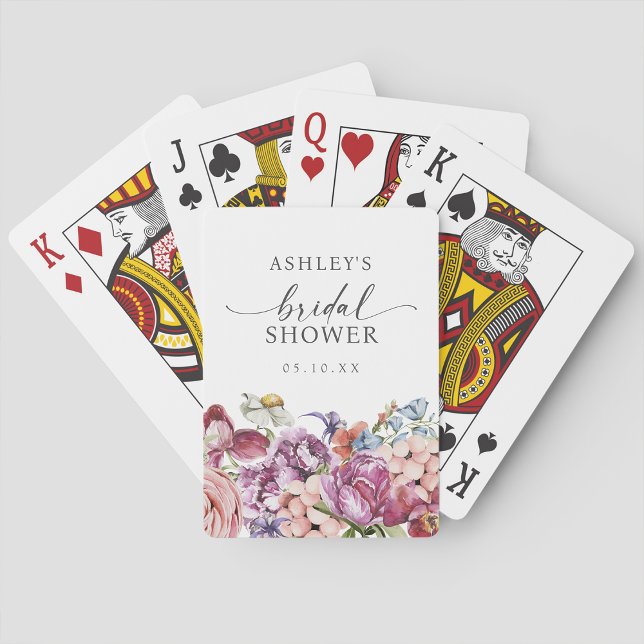 Floral Bridal Shower Playing Cards (Jewel Tone Colorful Floral Bridal Shower Poker Cards by Painted Paperie
)