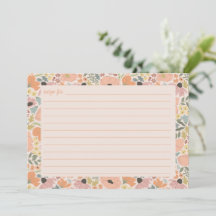 Floral Bridal Shower Recipe Card