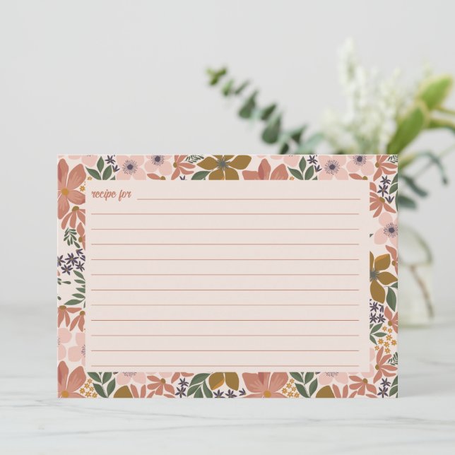 Floral Bridal Shower Recipe Card (Standing Front)