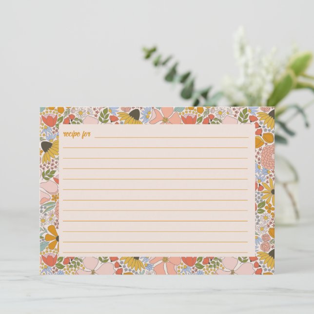 Floral Bridal Shower Recipe Card (Standing Front)