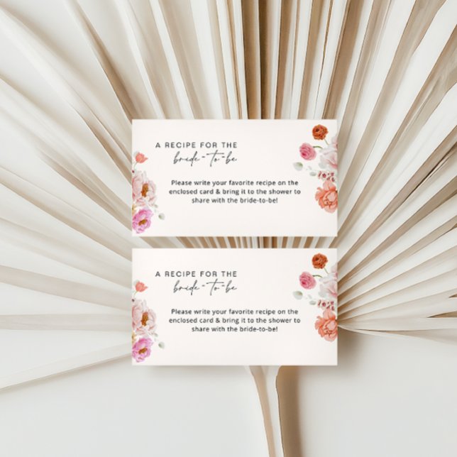 Floral Bridal Shower Recipe Enclosure Card (Creator Uploaded)