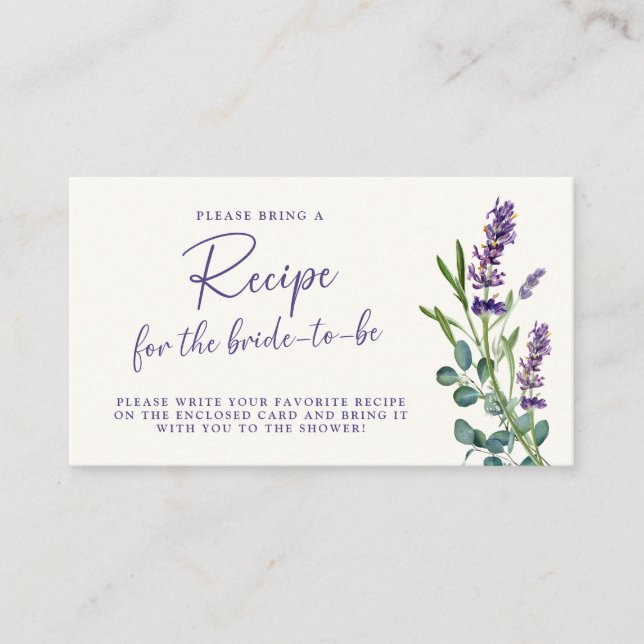 Floral Bridal Shower Recipe Request Enclosure Card (Front)