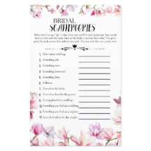 Floral Bridal Shower Scattergories Game