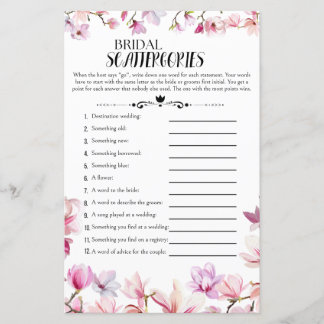 Floral Bridal Shower Scattergories Game