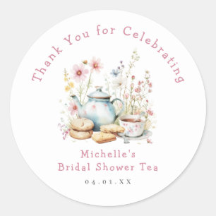 Floral Bridal Shower Tea Party Classic Round Sticker
