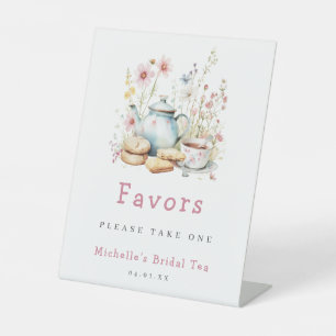 Floral Bridal Shower Tea Party Favour Pedestal Sign
