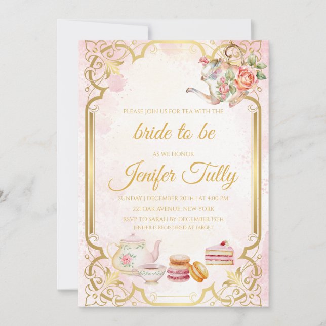 Floral Bridal Shower Tea Party Invitation (Front)
