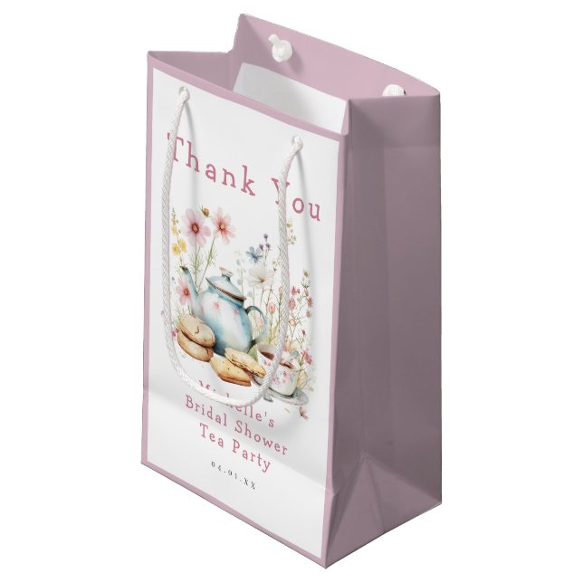Floral Bridal Shower Tea Party Small Gift Bag (Front Angled)