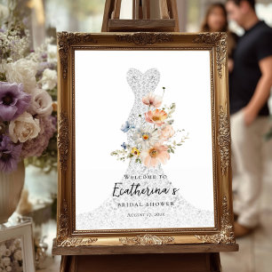 Floral bridal shower welcome poster