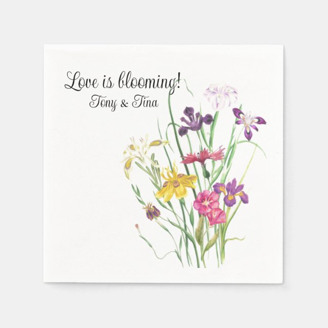 Floral Bridal Shower Wildflower Name Napkins (Front)