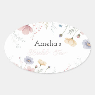 Floral Bridal Tea Invitation Spring Garden Party  Oval Sticker