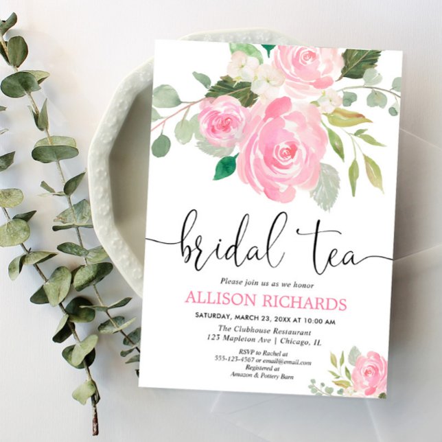 Floral bridal tea party shower, blush pink invitation (Creator Uploaded)