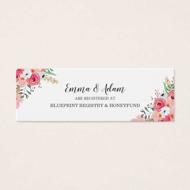Floral Bridal Wedding Registry Insert Cards Mini (Front)
