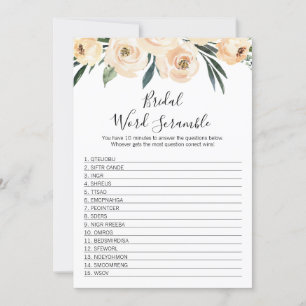 Floral Bridal Word Scramble Bride Shower Game Invitation