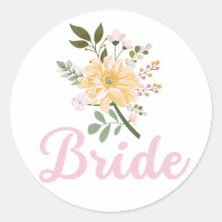 Floral Bride Classic Round Sticker