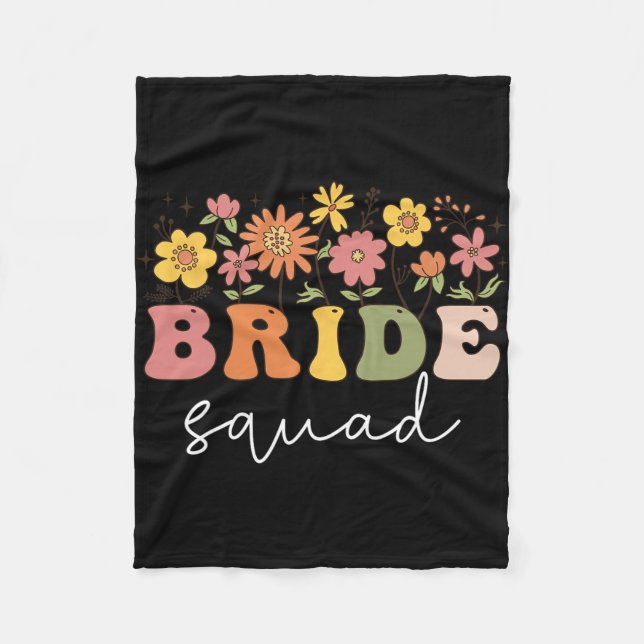 Floral Bride Squad Wildflower Wedding Bachelorette Fleece Blanket (Front)