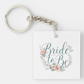 Floral Bride to Be Paper Plates, Blush Pink Roses  Key Ring