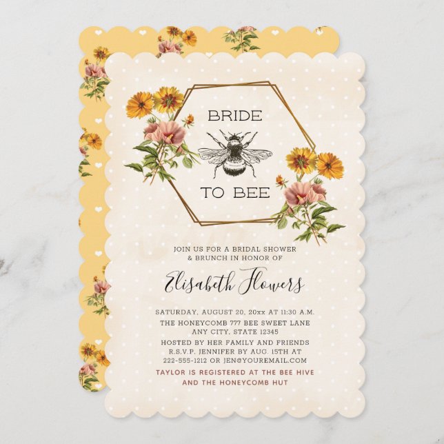 Floral Bride To Bee Bridal Shower Invitation (Front/Back)