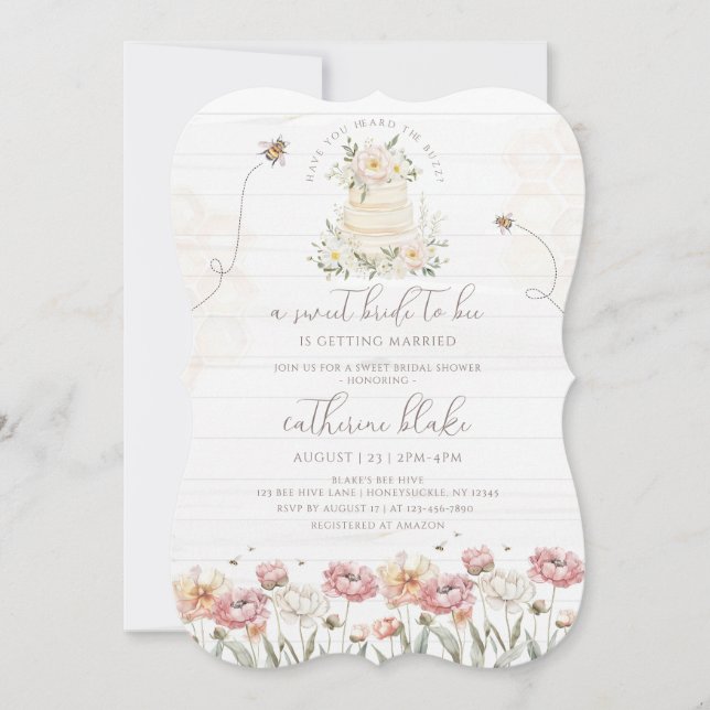 Floral Bride to Bee Bridal Shower Invites (Front)
