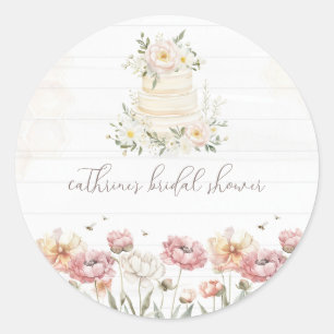 Floral Bride to Bee Bridal Shower Invites Classic Round Sticker