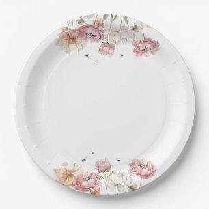Floral Bride to Bee Bridal Shower Paper Plates