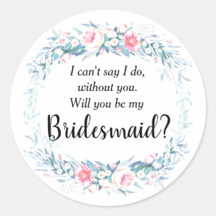 Floral Bridesmaid Classic Round Sticker