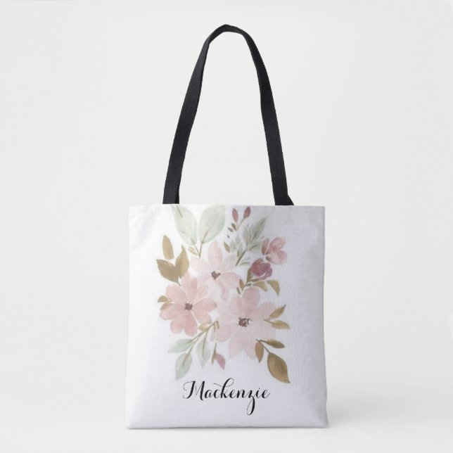 Floral Bridesmaid Gift Personalised Tote Bag (Front)