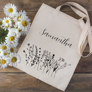 Floral Bridesmaid Name Bachelorette Tote Bag