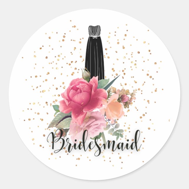 Floral Bridesmaid Stickers With Dress (Front)