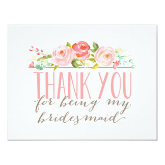 Floral Bridesmaid Thank You 11 Cm X 14 Cm Invitation Card