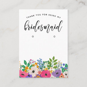 Floral Bridesmaid Thank You Favour Earring Display Business Card