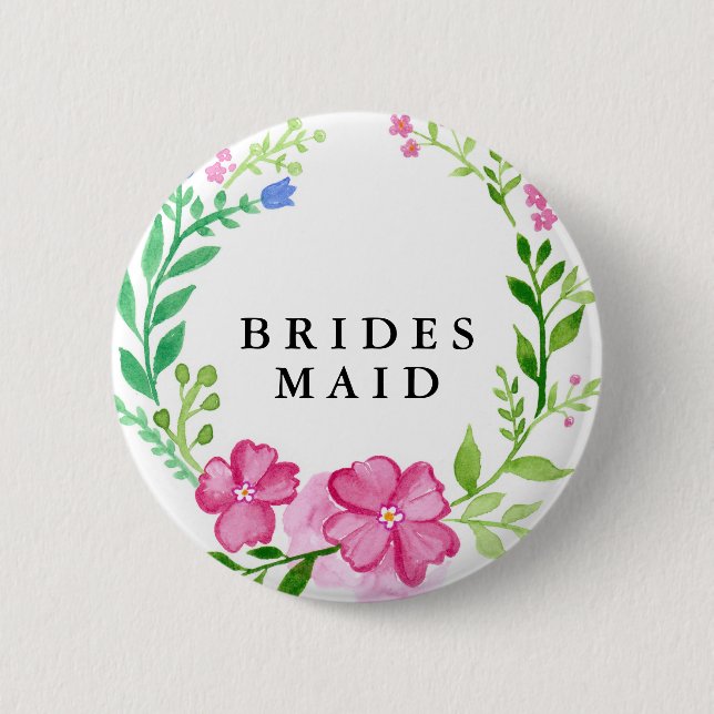 Floral Bridesmaid Wedding 6 Cm Round Badge (Front)
