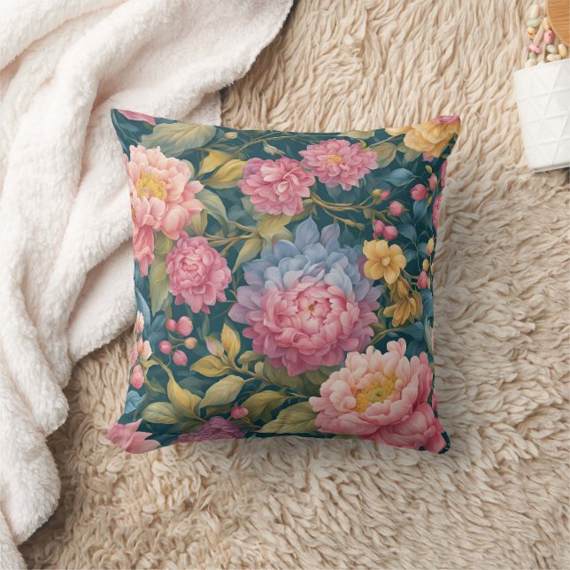 Floral Bright Colourful Flowers Cushion (Blanket)