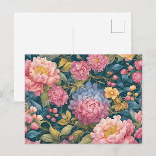 Floral Bright Colourful Flowers Postcard (Front/Back)