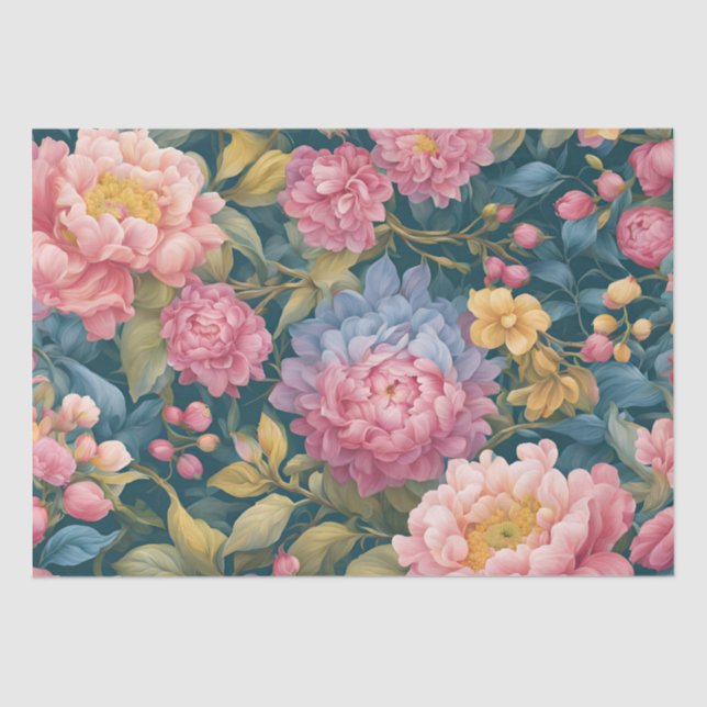 Floral Bright Colourful Flowers Tissue Paper (Front)