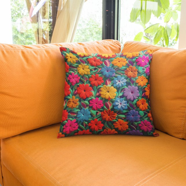 Floral Bright Colourful  Spring Throw Pillow (Creator Uploaded)